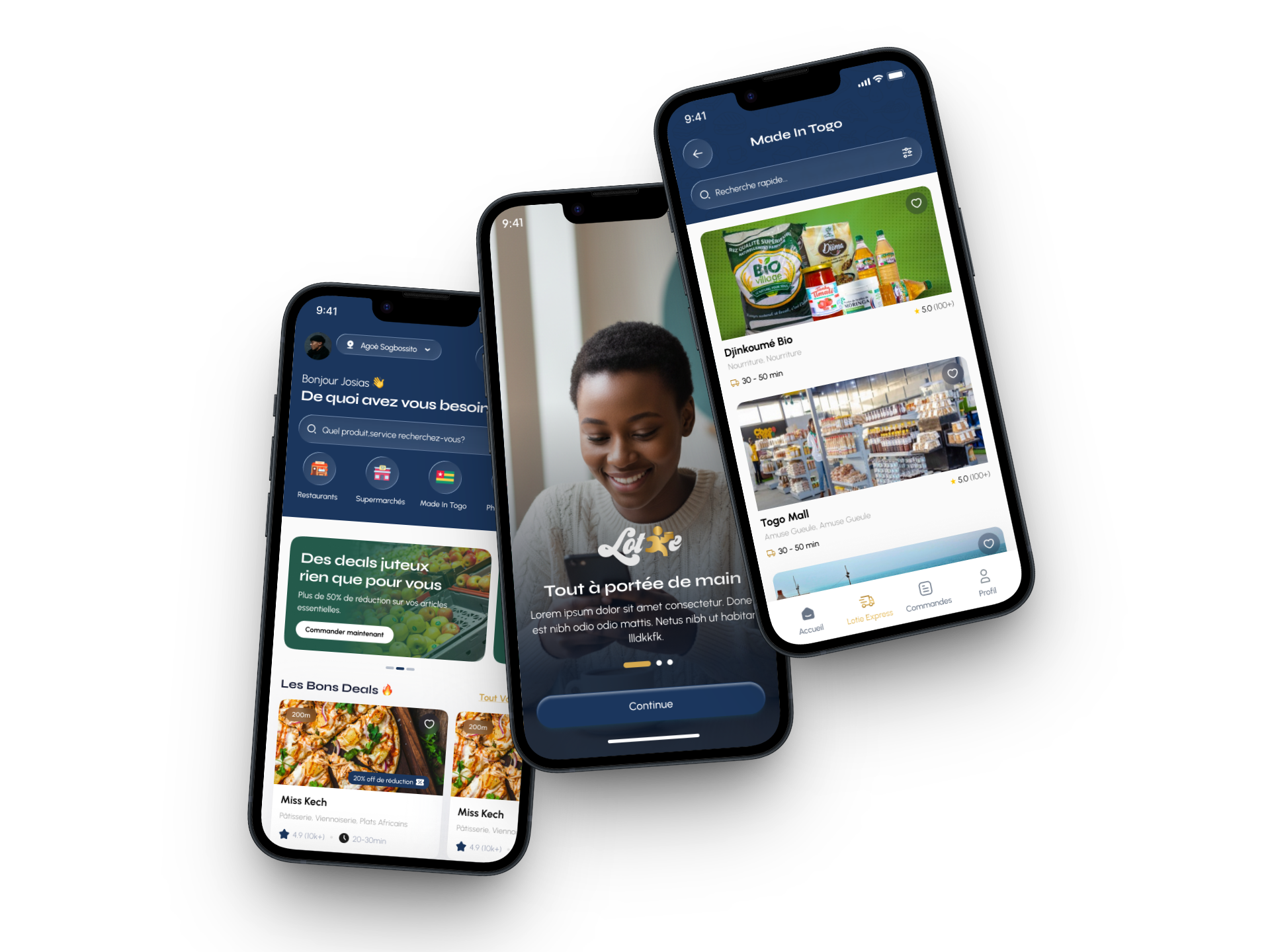 Lotié application écran principal